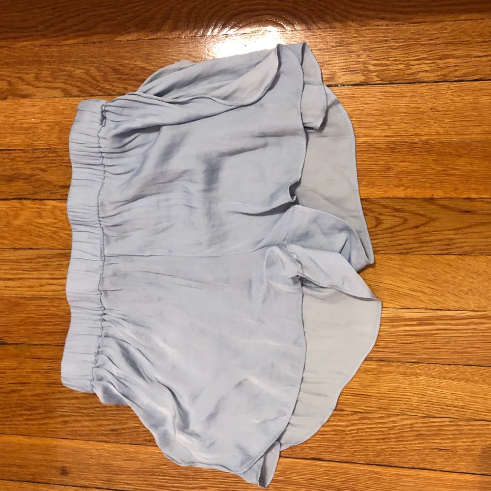 Silence + Noise Blue Silk Shorts